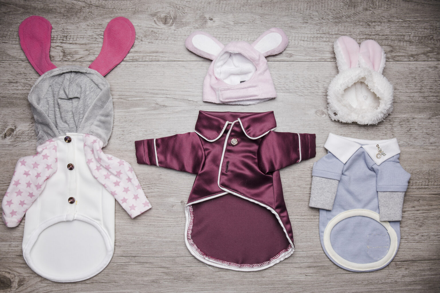 set cute dog wear with caps