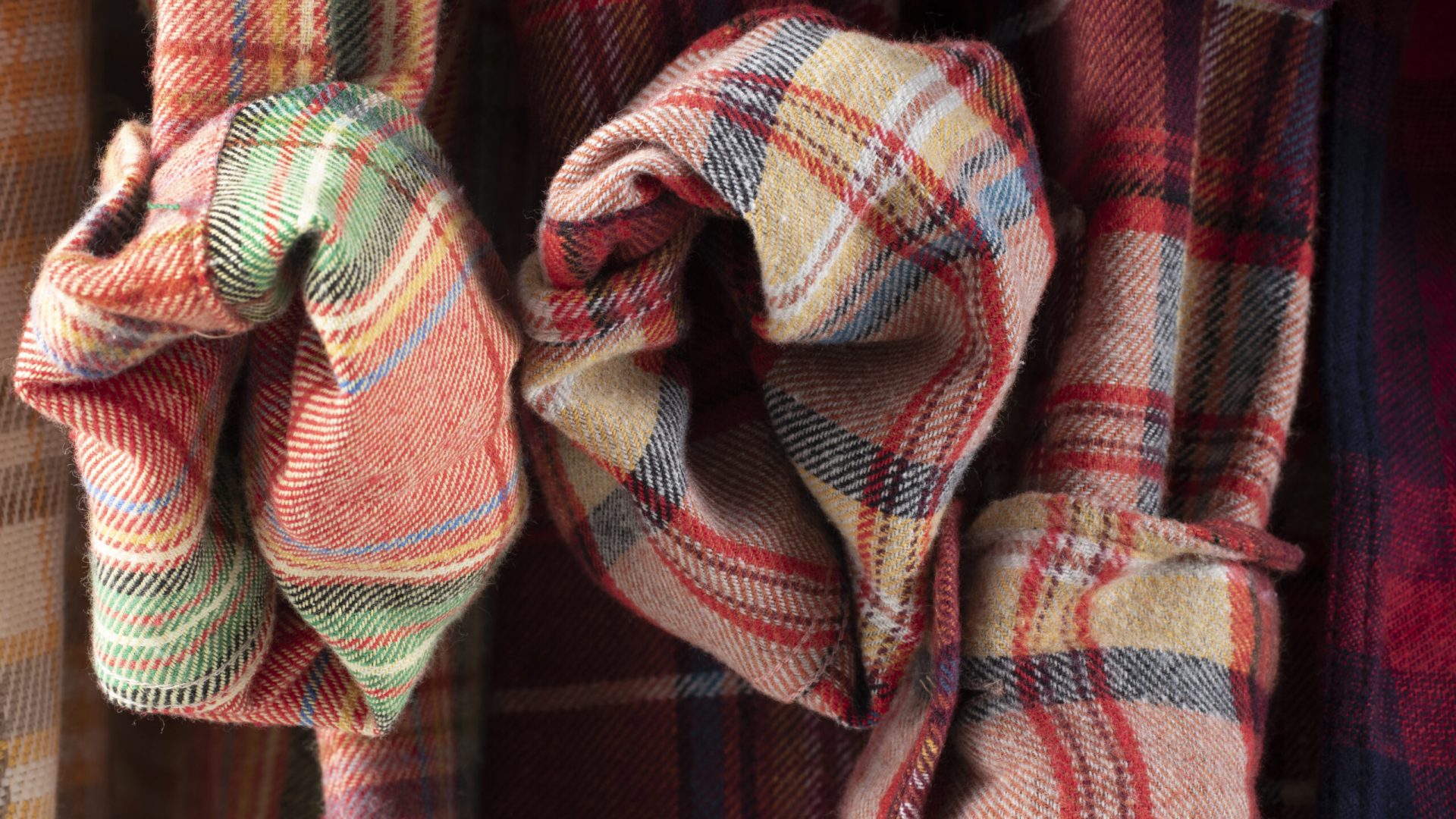 close up flannel shirt detail