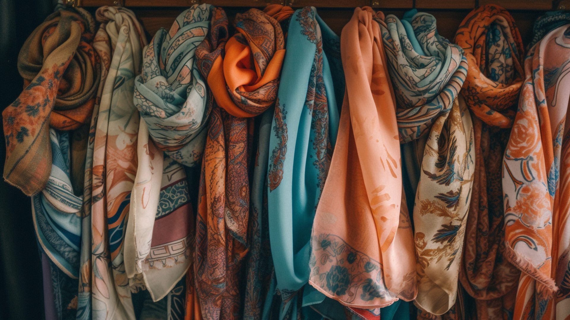 multi colored textiles hang in elegant fashion store generated by ai