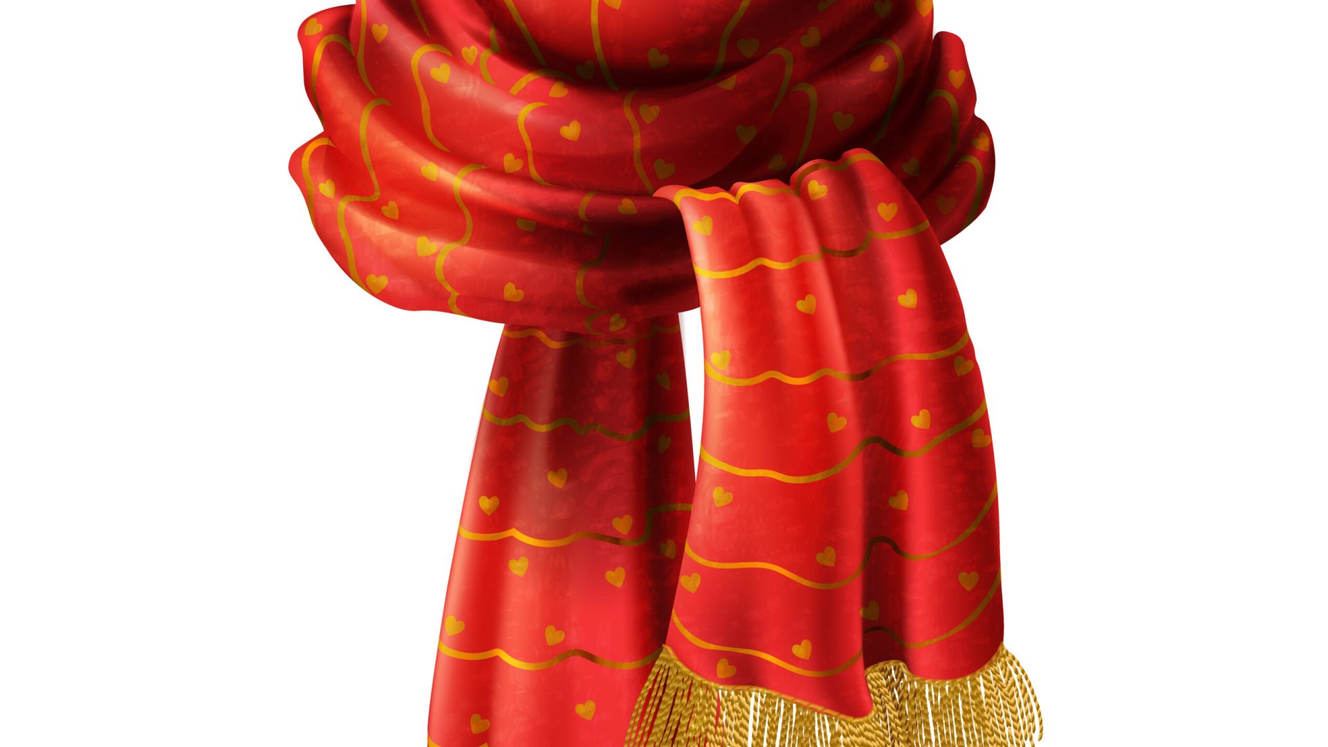 Home layout vector red knitted scarf with decorative pattern